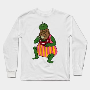 drawing pickle potato man tomato eating spaghetti Long Sleeve T-Shirt